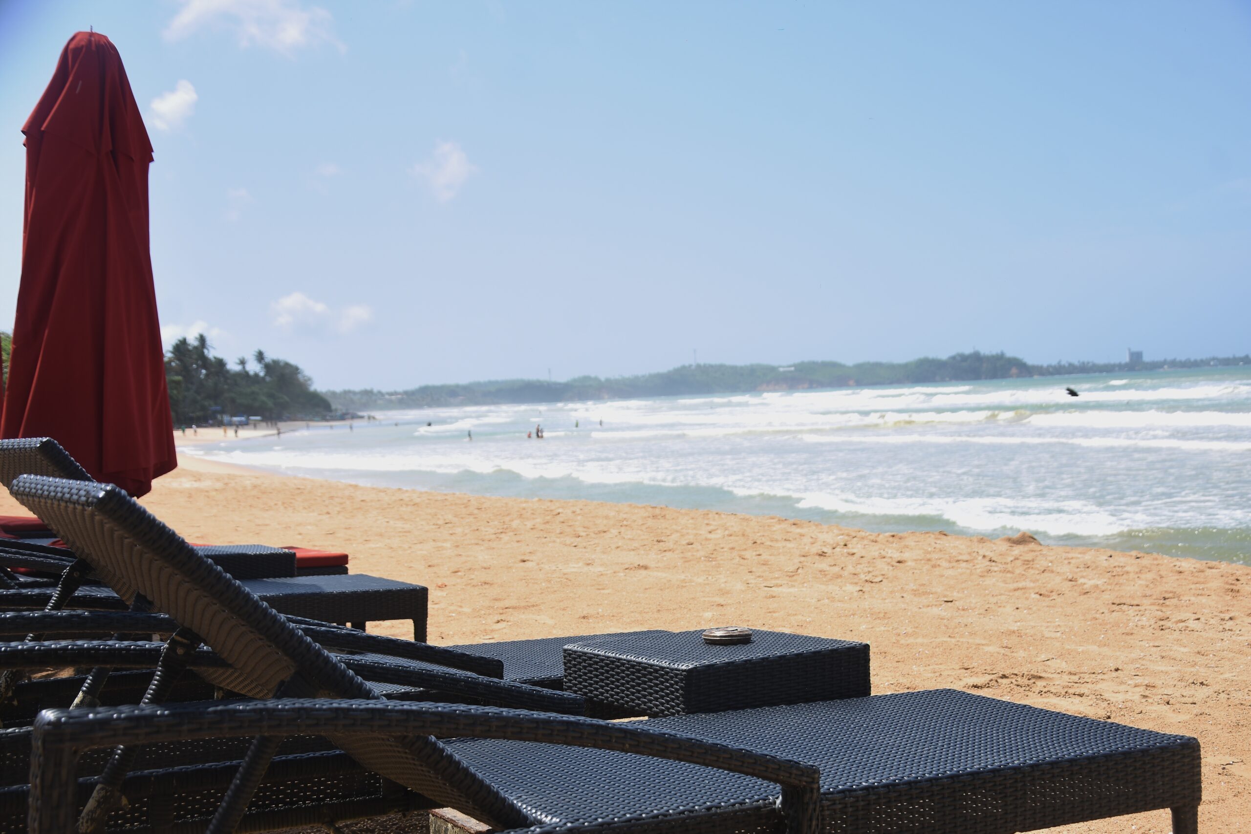 Beautiful view of Weligama bay with stilt fishermen